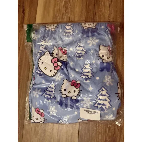 NWT! Hello Kitty Pajama Pants Blue Winter Print Size Medium - Picture 2 of 4